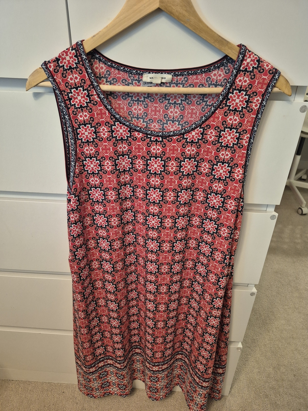 Maeve Coral Pink Printed Sleeveless Tunic